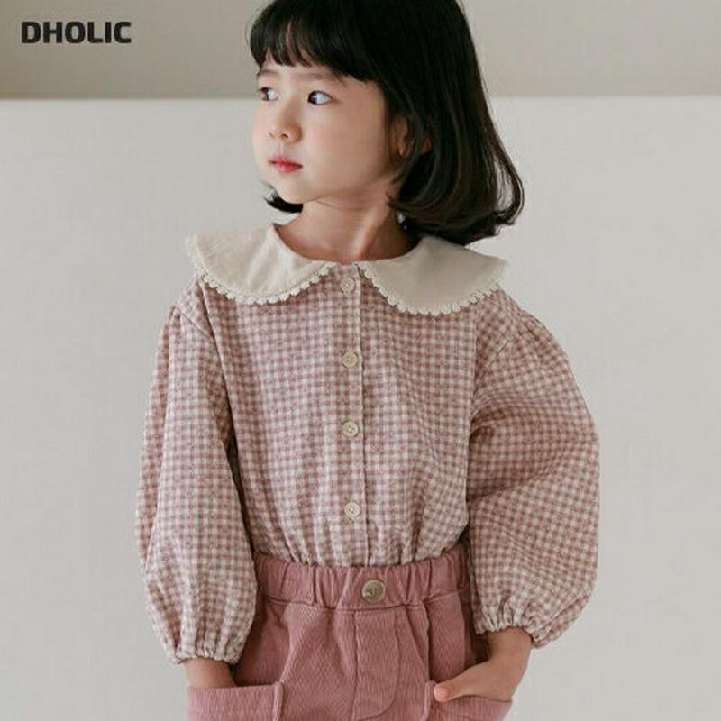 【キッズ20%OFF】ラウンドカラーチェックブラウス・u08254 キッズ【3~8才】【bl】【トップス ブラウス 長袖 チェッ
