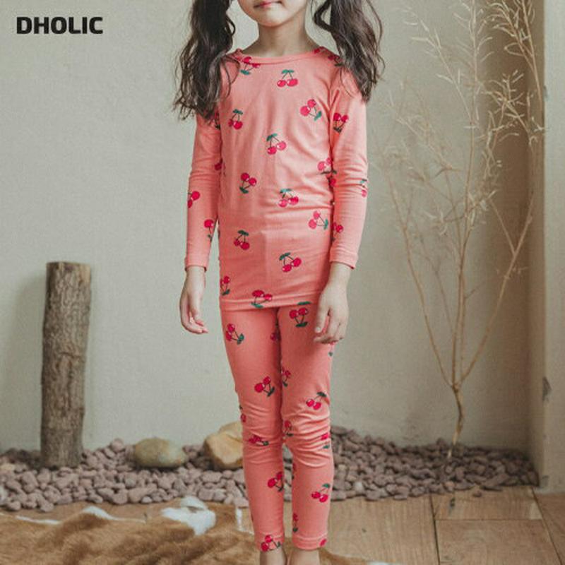 【只今30%OFF】フルーツパジャマSET(ピンク)・p008220 キッズ【3~8才】【uw】【パジャマ ルームウェア 部屋着 トップス パンツ 長袖 さくらんぼ サクランボ かわいい 可愛い ガーリー 女の子 韓国 韓国子供服 子供 こども 子供服 こども服】【KIDS】【rw】