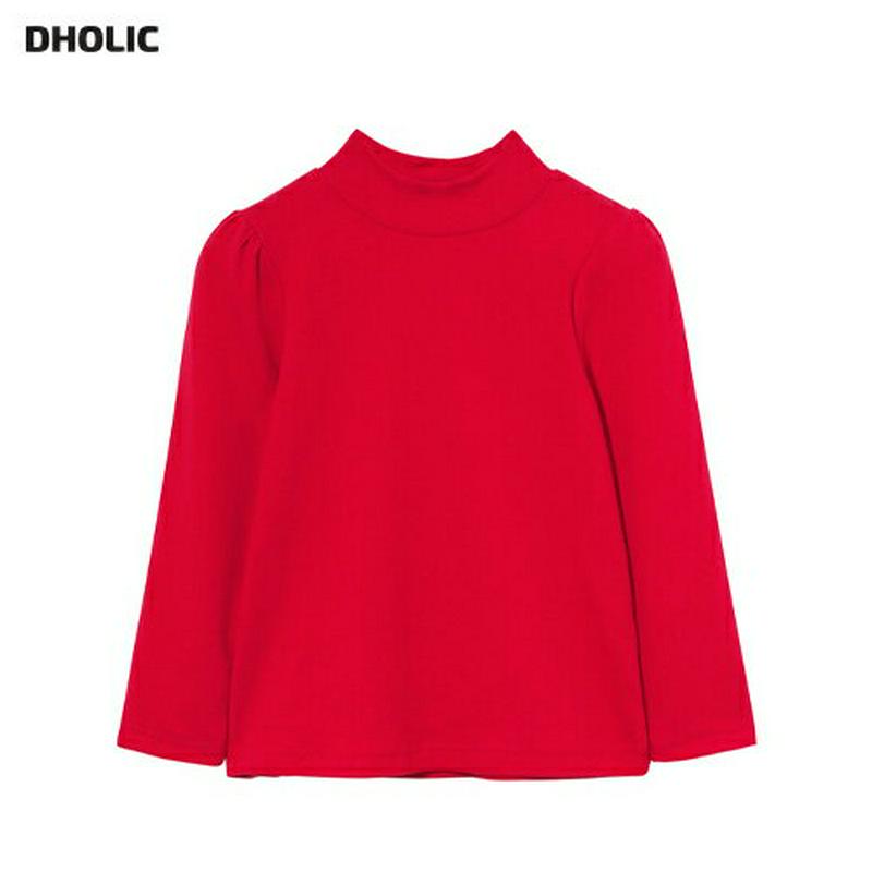 ハーフネックショルダーギャザーTシャツ・p008168 キッズ【3~8才】【tops】【トップス Tシャツ 長袖 単色 無地 シンプル ギャザー ハーフネック 女の子 春 秋 韓国 韓国子供服 子供 こども 子供服 こども服】【KIDS】