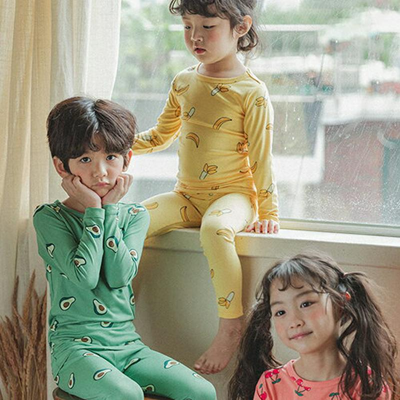 【キッズ20%OFF】フルーツパジャマSET(イエロー)・p008215 キッズ【3~8才】【uw】【パジャマ ルームウェア 部