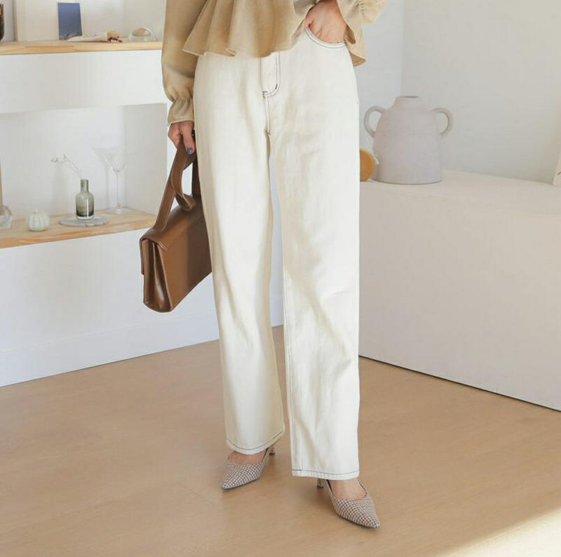 【新作10%OFF】ステッチストレートパンツ・全2色・t61006 レディース【pt】【韓国 ファッション ボトムス ズボン パ