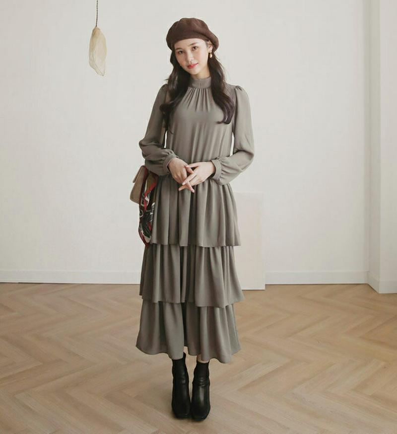 【新作10%OFF】ストラップ付ティアードワンピース・全3色・t61002 レディース【ops】【韓国 ファッション ワンピース