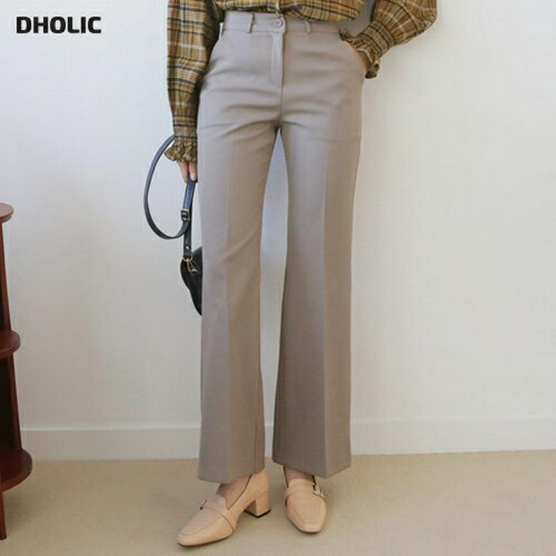 裏起毛ブーツカットスラックス・全2色・t61004 レディース【pt】【韓国 ファッション ボトムス ズボン パンツ ロングパンツ スラックス ロングスラックス ブーツカット 裏起毛 シンプル 単色 無地 カジュアル フェミニン 大人 秋 冬】