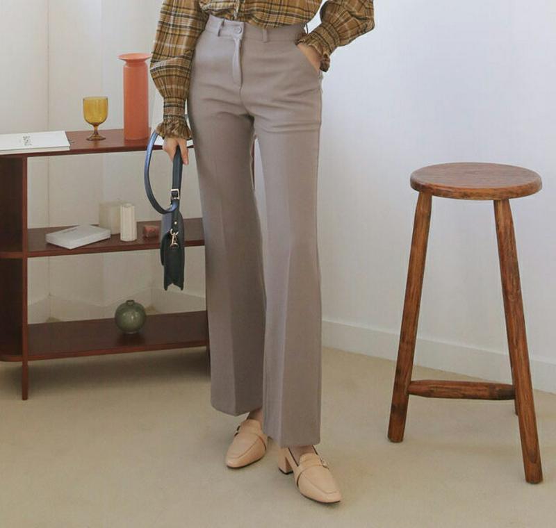 裏起毛ブーツカットスラックス・全2色・t61004 レディース【pt】【韓国 ファッション ボトムス ズボン パンツ ロングパンツ スラックス ロングスラックス ブーツカット 裏起毛 シンプル 単色 無地 カジュアル フェミニン 大人 秋 冬】