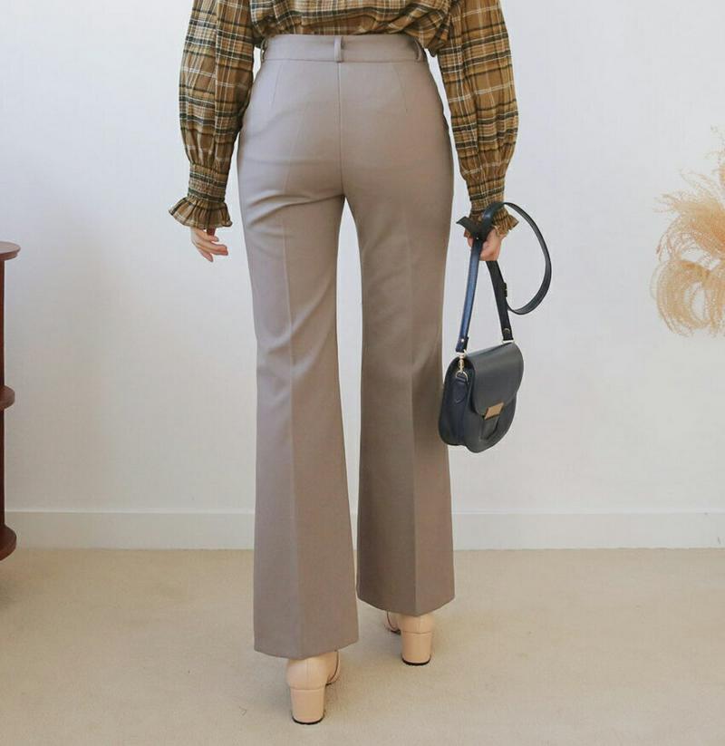 裏起毛ブーツカットスラックス・全2色・t61004 レディース【pt】【韓国 ファッション ボトムス ズボン パンツ ロングパンツ スラックス ロングスラックス ブーツカット 裏起毛 シンプル 単色 無地 カジュアル フェミニン 大人 秋 冬】