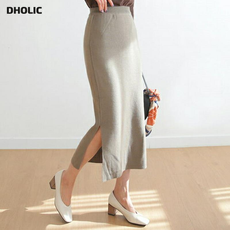 【新作10%OFF】サイドスリットニットスカート・全4色・t61019 レディース【sk】【韓国 ファッション ボトムス スカー