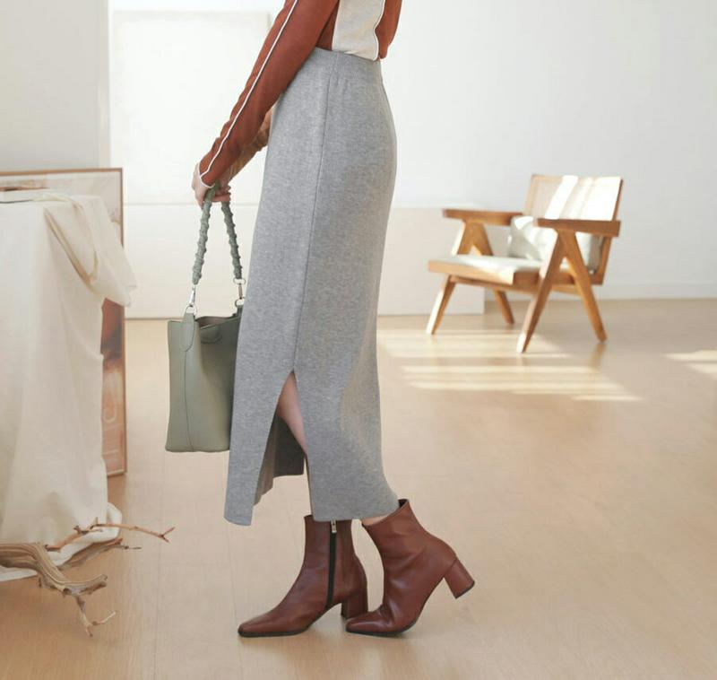 【新作10%OFF】サイドスリットニットスカート・全4色・t61019 レディース【sk】【韓国 ファッション ボトムス スカー