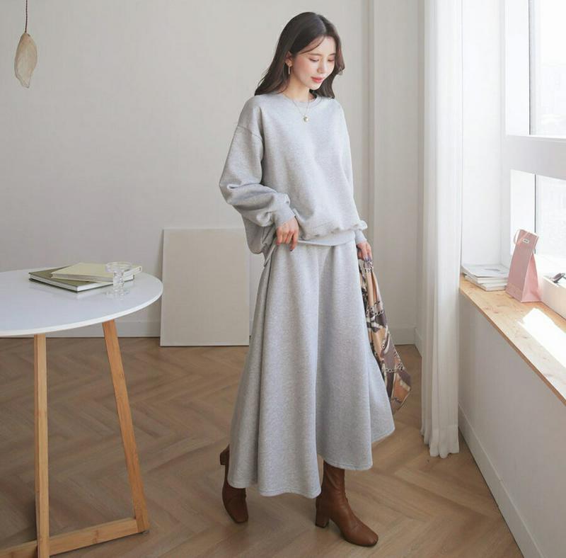 【新作10%OFF】裏起毛スウェット&スカートSET・全2色・b60999 レディース【ops】【韓国 ファッション セットアッ