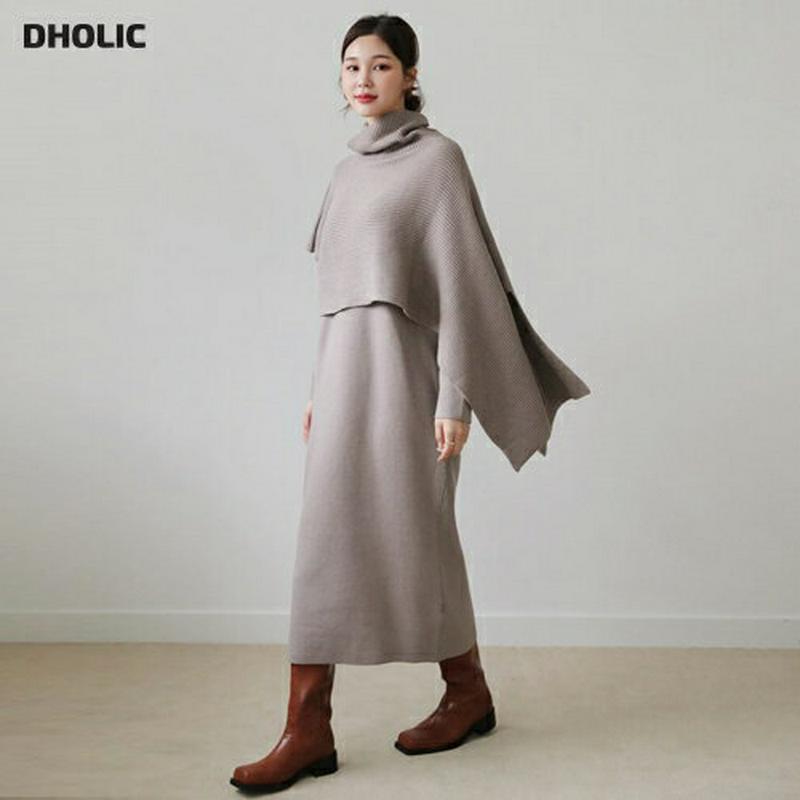 【新作10%OFF】アンバランスニット&ワンピースSET・全5色・b60950 レディース【ops】【韓国 ファッション ワンピ