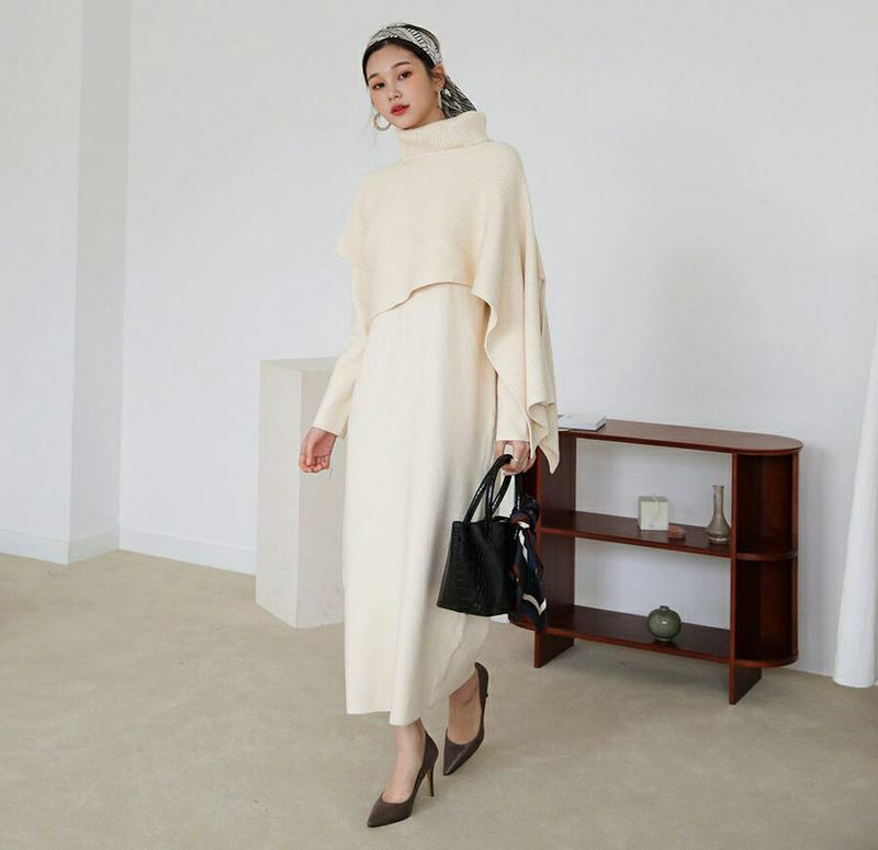 【新作10%OFF】アンバランスニット&ワンピースSET・全5色・b60950 レディース【ops】【韓国 ファッション ワンピ