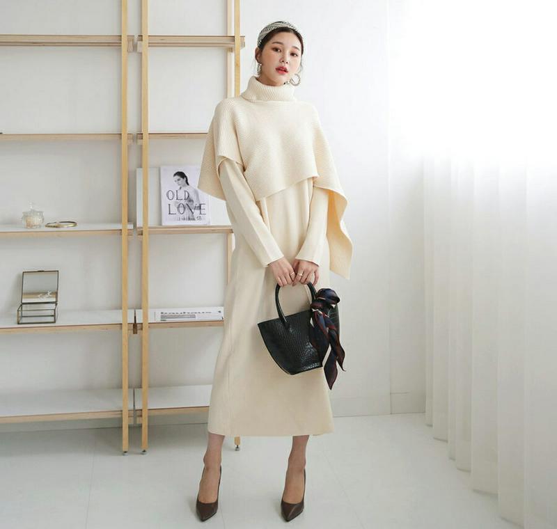 【新作10%OFF】アンバランスニット&ワンピースSET・全5色・b60950 レディース【ops】【韓国 ファッション ワンピ