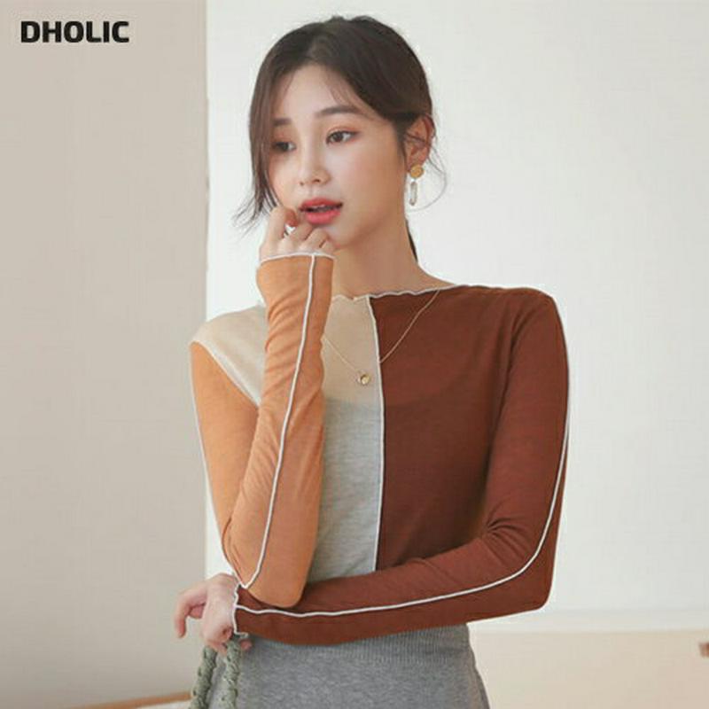 【新作10%OFF】配色ウェーブTシャツ・全3色・t60982 レディース【tops】【韓国 ファッション トップス Tシャツ 