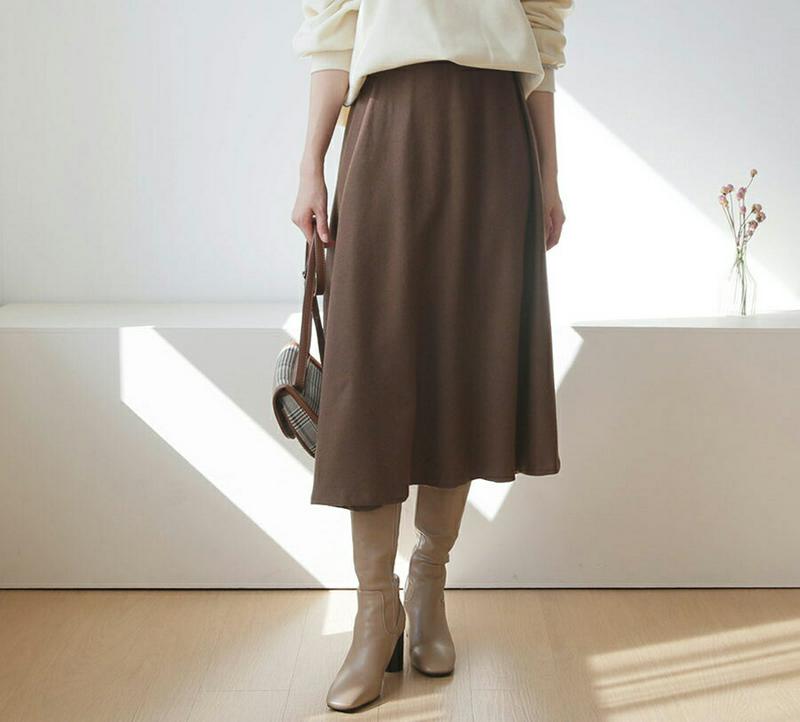 【新作10%OFF】ウール混Aラインスカート・全3色・t61007 レディース【sk】【韓国 ファッション ボトムス スカート 