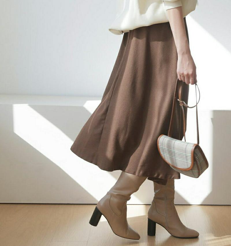 【新作10%OFF】ウール混Aラインスカート・全3色・t61007 レディース【sk】【韓国 ファッション ボトムス スカート 