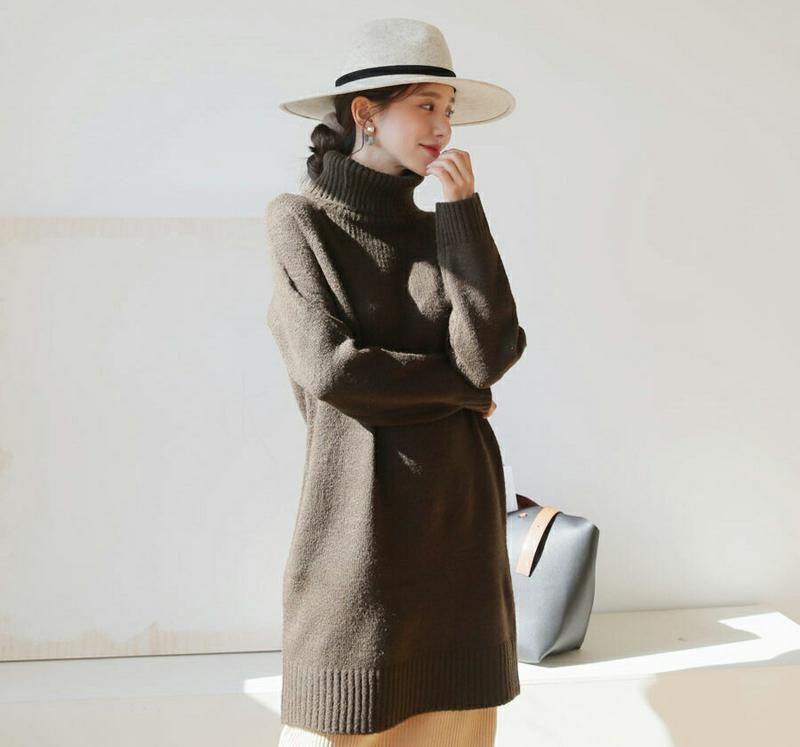 【新作10%OFF】タートルネックロングニット・全5色・t60991 レディース【tops】【韓国 ファッション トップス ニッ