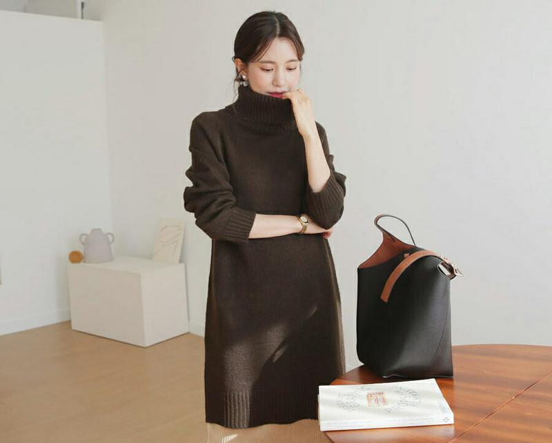 【新作10%OFF】タートルネックロングニット・全5色・t60991 レディース【tops】【韓国 ファッション トップス ニッ