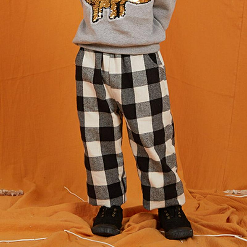 裏起毛チェックパンツ・p008167 キッズ【3~8才】【pt】【パンツ ズボン ロングパンツ 長ズボン チェック柄 ギンガムチェック 裏起毛 暖かい カジュアル ラフ 女の子 男の子 冬 韓国 韓国子供服 子供 こども 子供服 こども服】【KIDS】