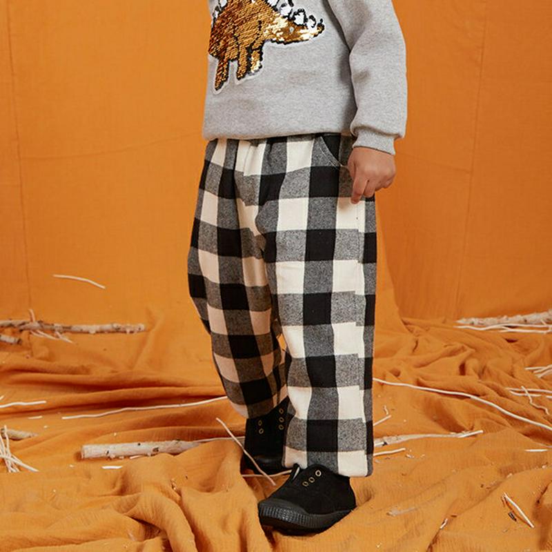 裏起毛チェックパンツ・p008167 キッズ【3~8才】【pt】【パンツ ズボン ロングパンツ 長ズボン チェック柄 ギンガムチェック 裏起毛 暖かい カジュアル ラフ 女の子 男の子 冬 韓国 韓国子供服 子供 こども 子供服 こども服】【KIDS】