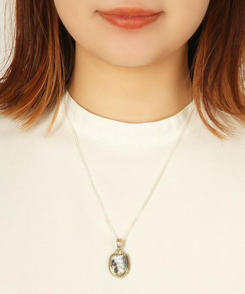 【こだわりのフランス買付】デントリティクアゲート半円ネックレス