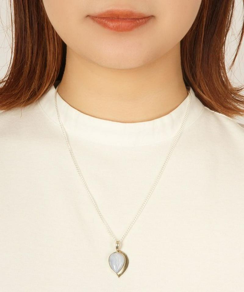 【こだわりのフランス買付】ブルーレースアゲート小ネックレス