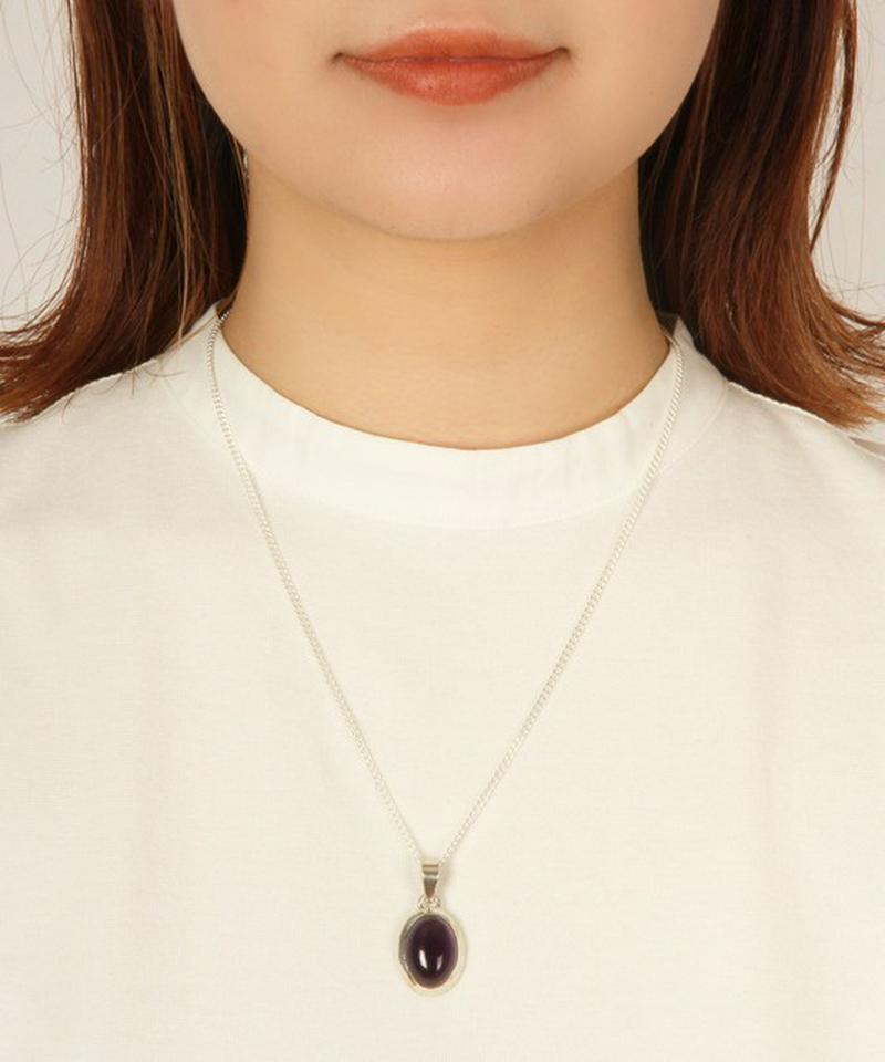 【こだわりのフランス買付】アメジスト楕円ネックレス