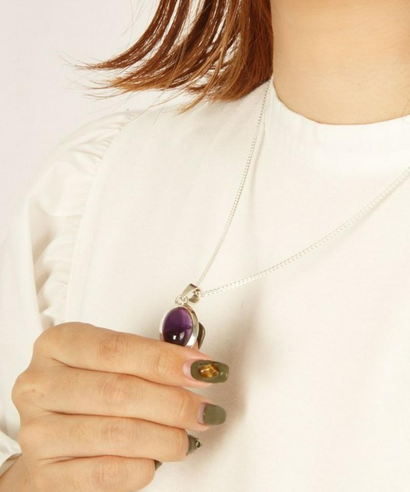 【こだわりのフランス買付】アメジスト楕円ネックレス
