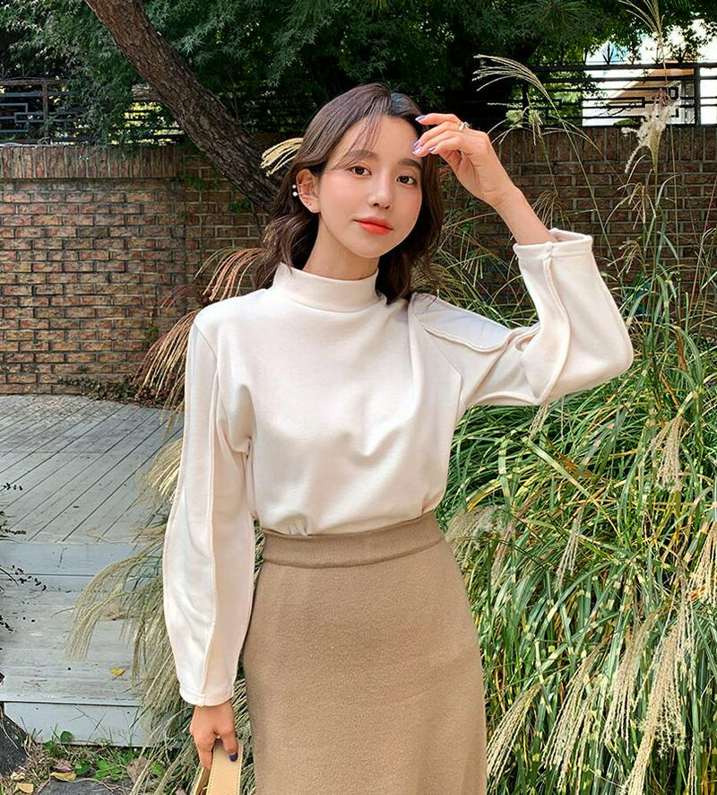 【新作10%OFF】ハーフネックパフニット・全3色・t56189 レディース【tops】【韓国 ファッション トップス ニット 