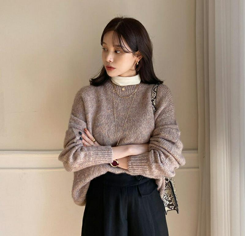 【新作10%OFF】カラーミックスルーズニット・全3色・b64924 レディース【tops】【韓国 ファッション トップス ニッ