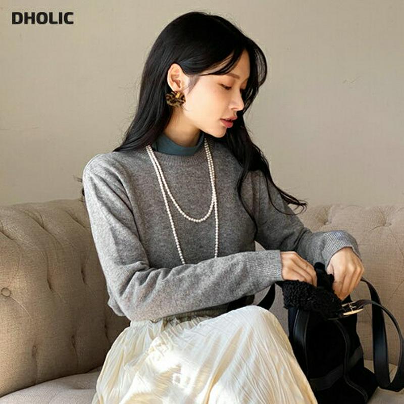 【新作10%OFF】アンゴラ混ラウンドニット・全5色・b64916 レディース【tops】【韓国 ファッション トップス ニット
