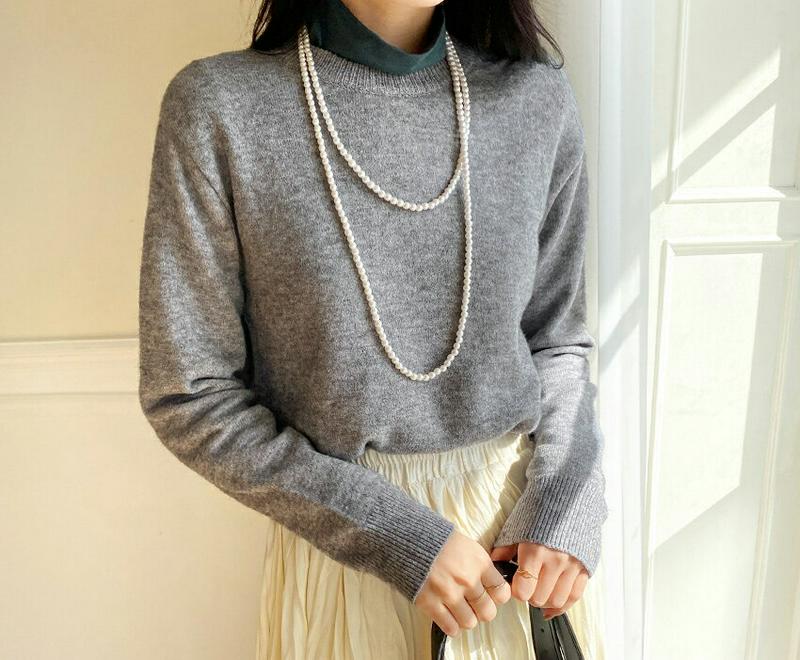 【新作10%OFF】アンゴラ混ラウンドニット・全5色・b64916 レディース【tops】【韓国 ファッション トップス ニット