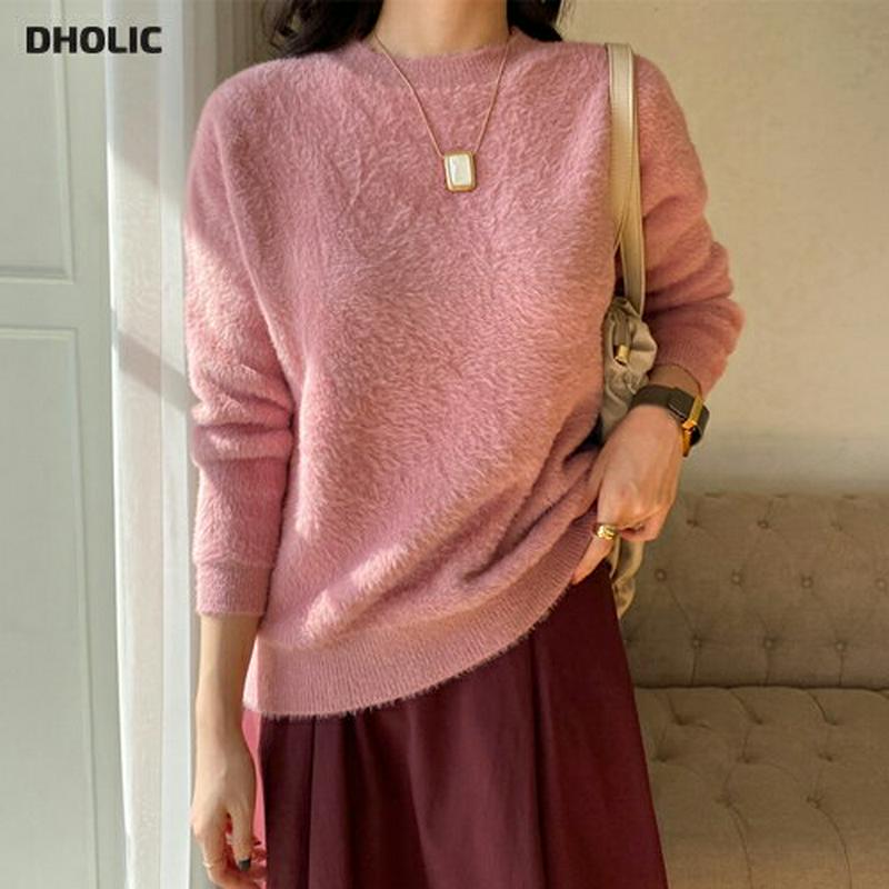 【新作10%OFF】ソフトラウンドネックニット・全2色・b64918 レディース【tops】【韓国 ファッション トップス ニッ