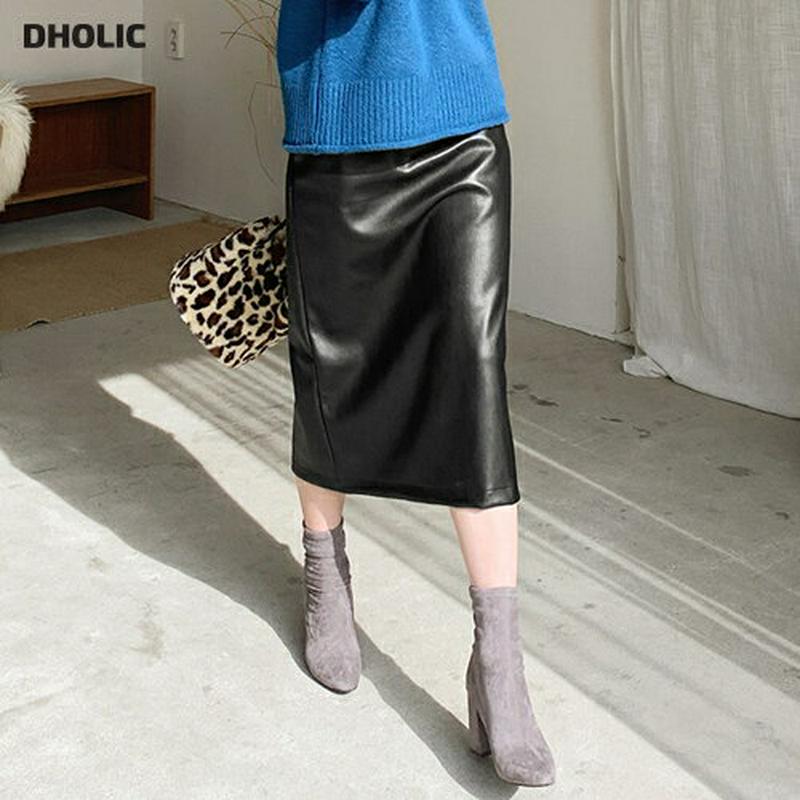 【新作10%OFF】レザー調ペンシルスカート・全1色・b56182 レディース【sk】【韓国 ファッション ボトムス スカート 