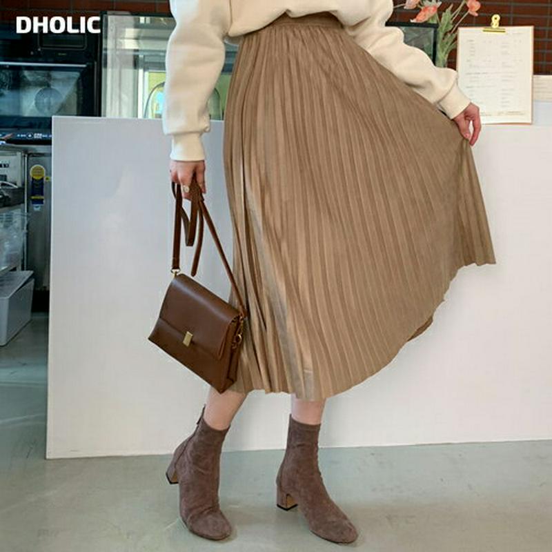 【新作10%OFF】スエード調プリーツスカート・全2色・b56180 レディース【sk】【韓国 ファッション ボトムス スカート