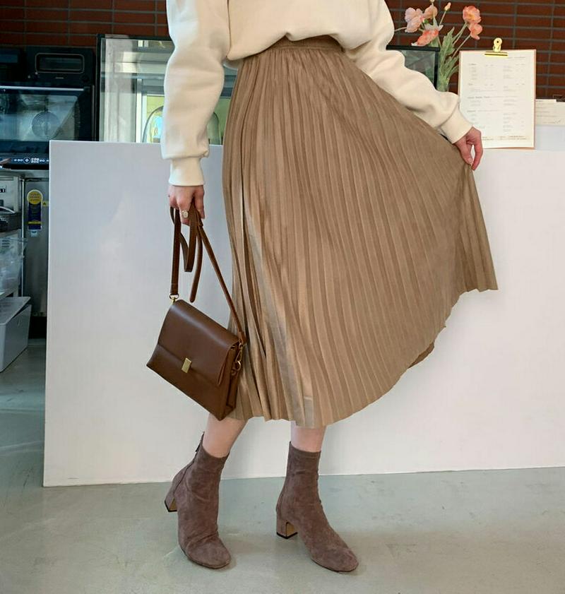 【新作10%OFF】スエード調プリーツスカート・全2色・b56180 レディース【sk】【韓国 ファッション ボトムス スカート