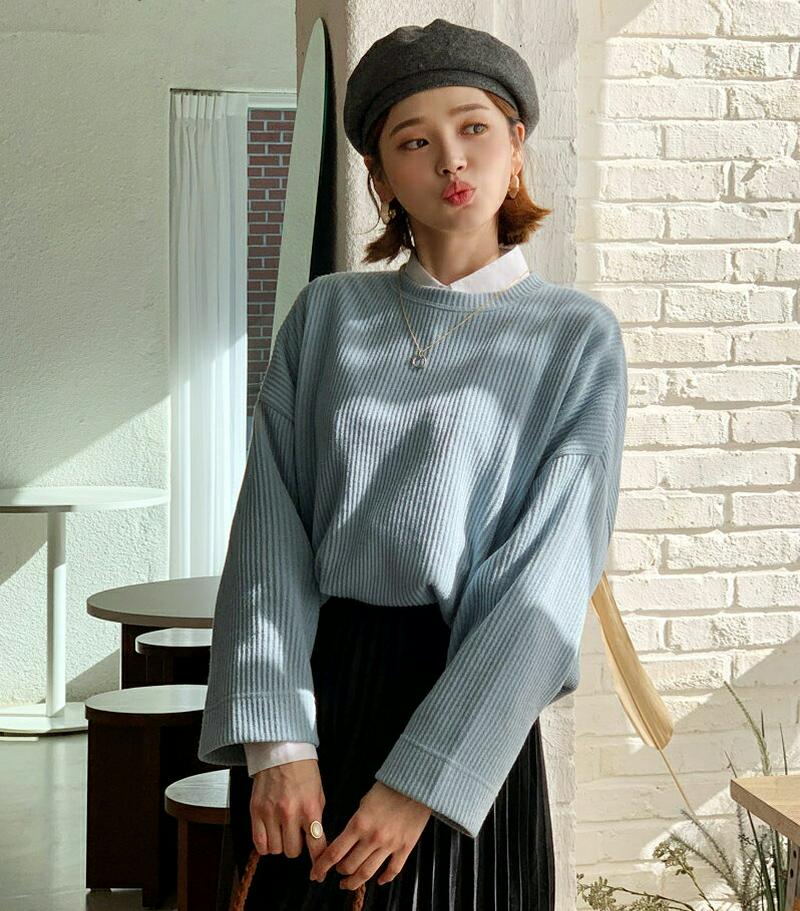 【新作10%OFF】スリットリブルーズTシャツ・全4色・b56190 レディース【tops】【韓国 ファッション トップス Tシ