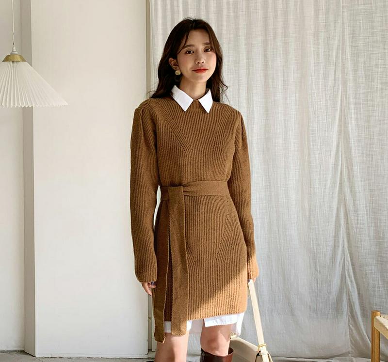 【新作10%OFF】ストラップ付ニットミニワンピース・全3色・b56175 レディース【ops】【韓国 ファッション ワンピース