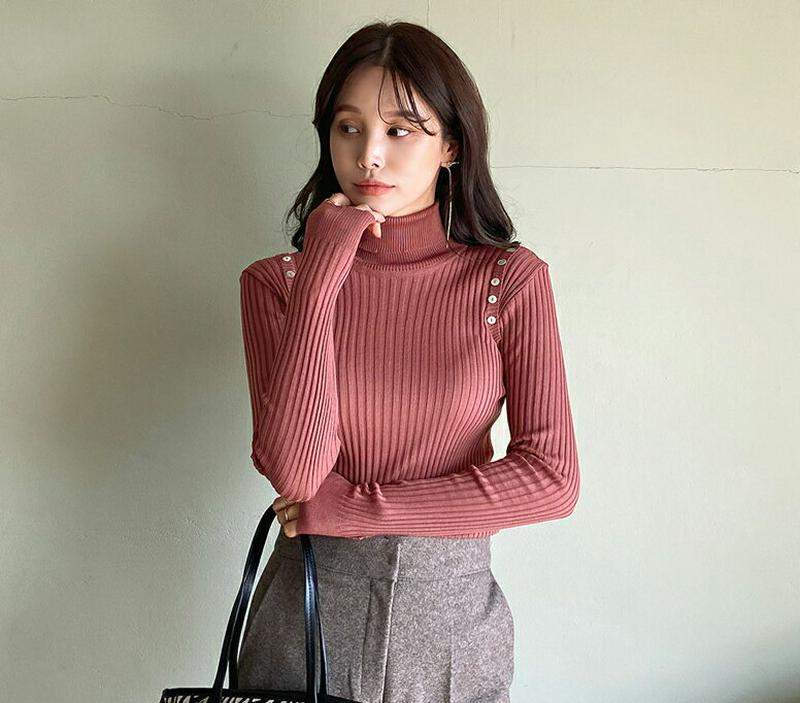 【新作10%OFF】フェイクボタンニット・全4色・b64919 レディース【tops】【韓国 ファッション トップス ニット ニ
