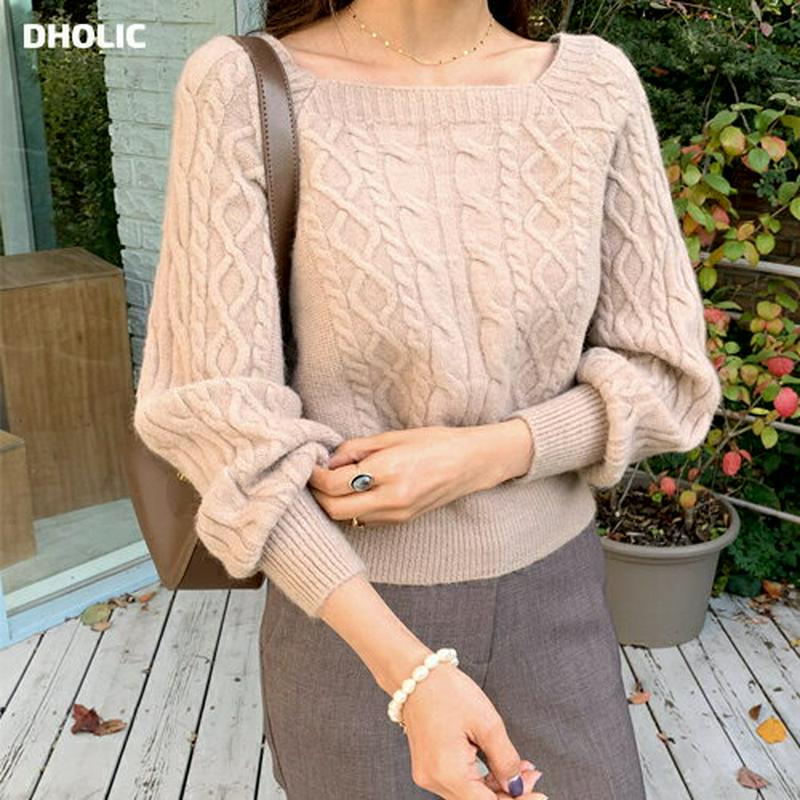 【新作10%OFF】スクエアネックパフニット・全5色・t56192 レディース【tops】【韓国 ファッション トップス ニット