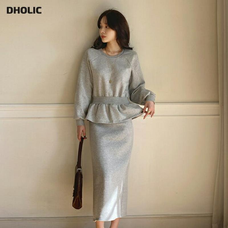 【新作10%OFF】裏起毛ペプラムワンピース・全3色・b64930 レディース【ops】【韓国 ファッション ワンピース ロング