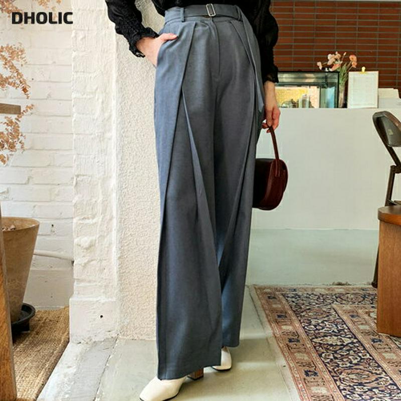 【新作10%OFF】ベルトワイドスラックス・全2色・t56187 レディース【pt】【韓国 ファッション ボトムス ズボン パン