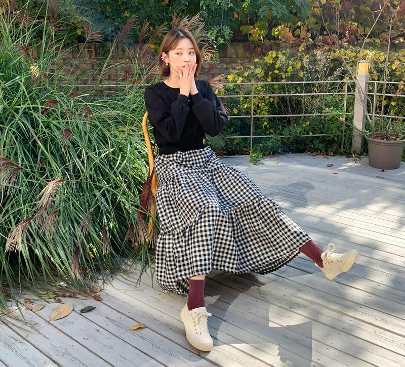 【新作10%OFF】裏起毛チェックティアードワンピース・全3色・b56172 レディース【ops】【韓国 ファッション ワンピー