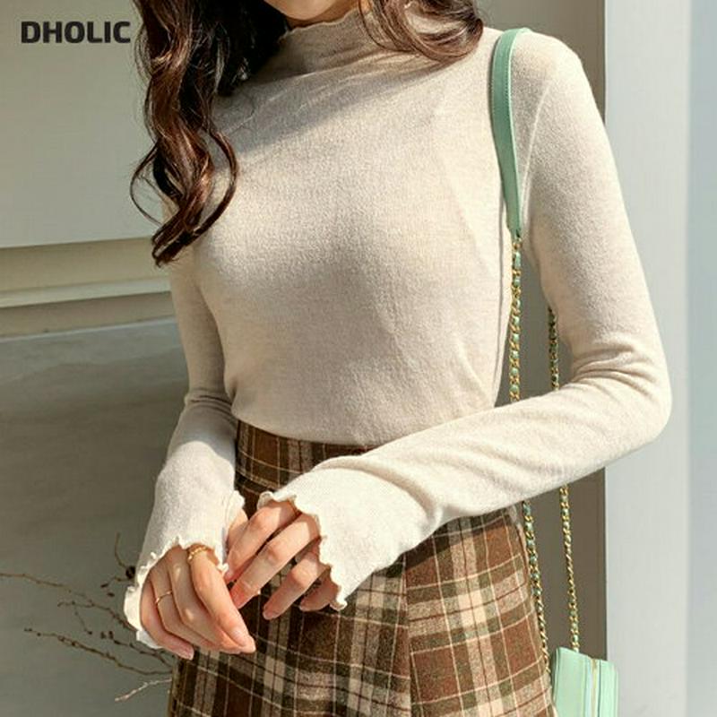 ハイネックTシャツ・全4色・t61620 レディース【tops】【韓国 ファッション トップス Tシャツ ロングスリーブ 長袖 
