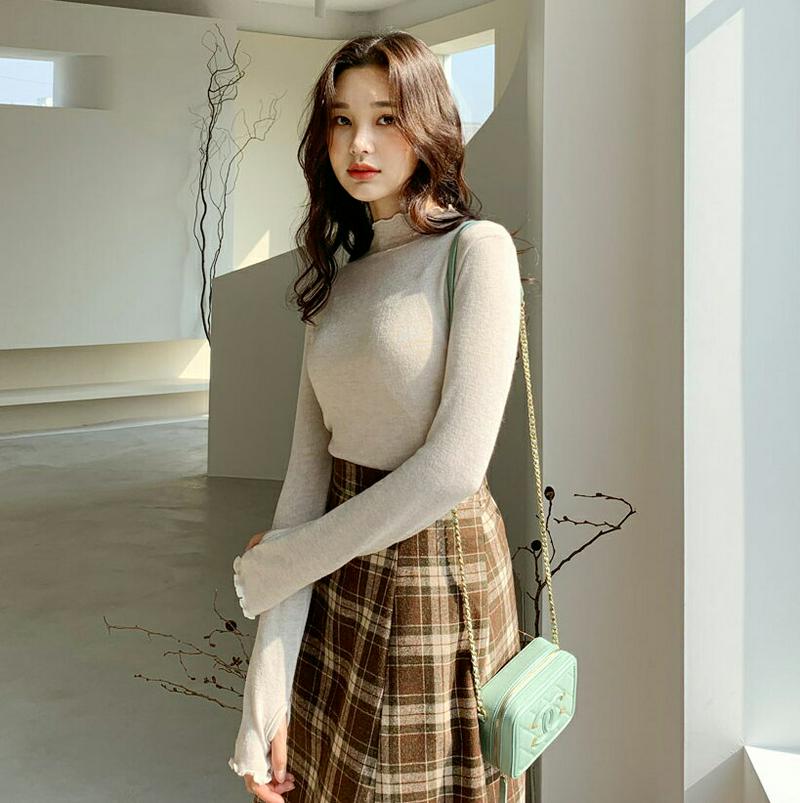 ハイネックTシャツ・全4色・t61620 レディース【tops】【韓国 ファッション トップス Tシャツ ロングスリーブ 長袖 