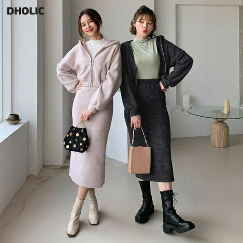 フードジップアップ&スカートSET・全2色・t61645 レディース【ops】【韓国 ファッション セットアップ setup ジ