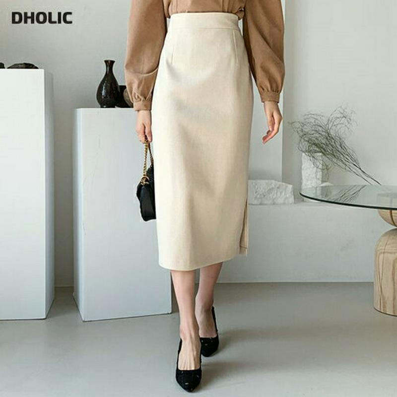 【只今10%OFF】バックゴムニットスカート・全3色・t61647 レディース【sk】【韓国 ファッション ボトムス スカート ロング丈 ロングスカート ニットスカート バックゴム Hライン Hラインスカート スリット シンプル 単色 無地 オフィスカジュアル 大人 秋 冬】