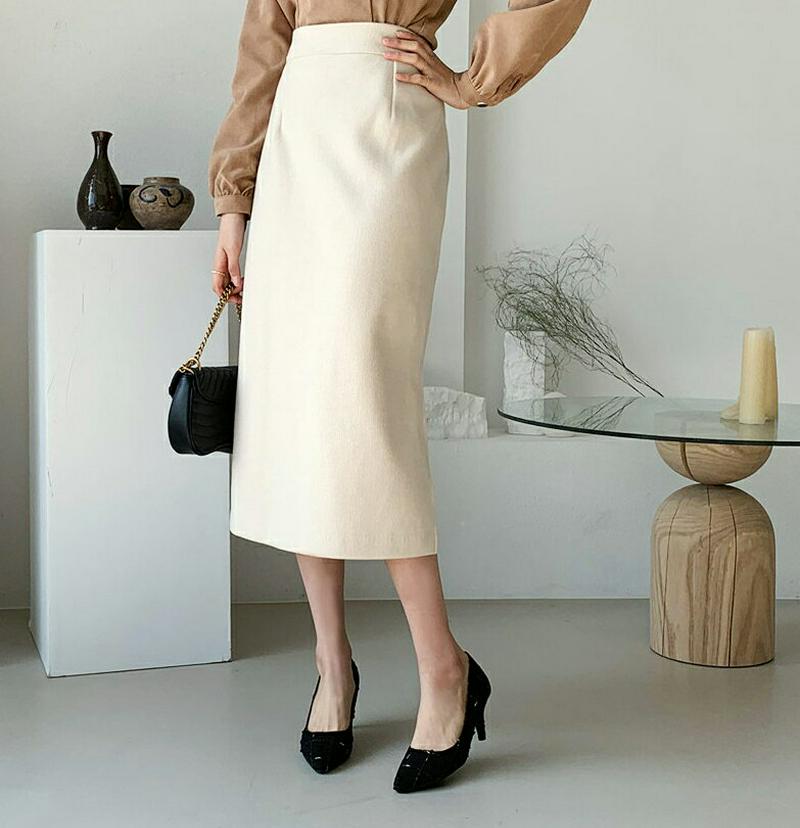 【只今10%OFF】バックゴムニットスカート・全3色・t61647 レディース【sk】【韓国 ファッション ボトムス スカート ロング丈 ロングスカート ニットスカート バックゴム Hライン Hラインスカート スリット シンプル 単色 無地 オフィスカジュアル 大人 秋 冬】