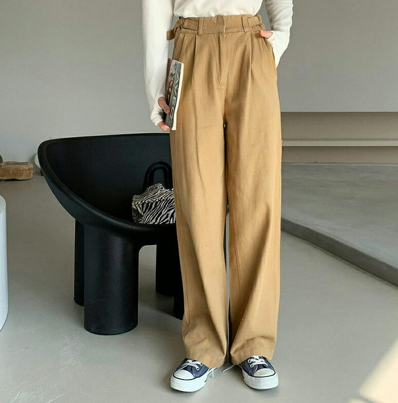 サイドベルトパンツ・全3色・t61653 レディース【pt】【韓国 ファッション ボトムス ズボン パンツ ロングパンツ ワイド