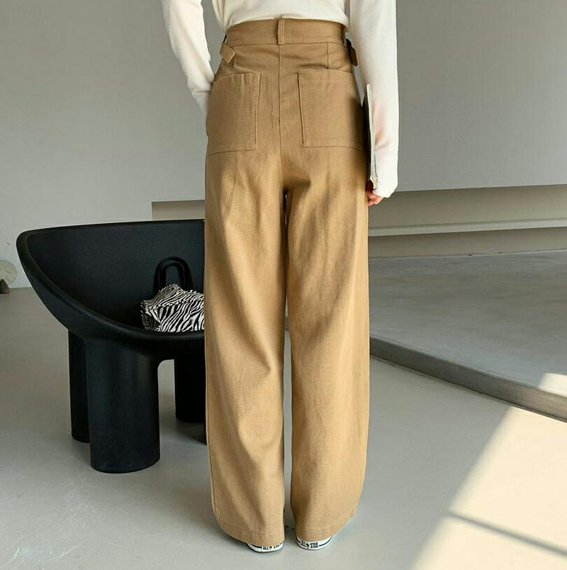 サイドベルトパンツ・全3色・t61653 レディース【pt】【韓国 ファッション ボトムス ズボン パンツ ロングパンツ ワイド