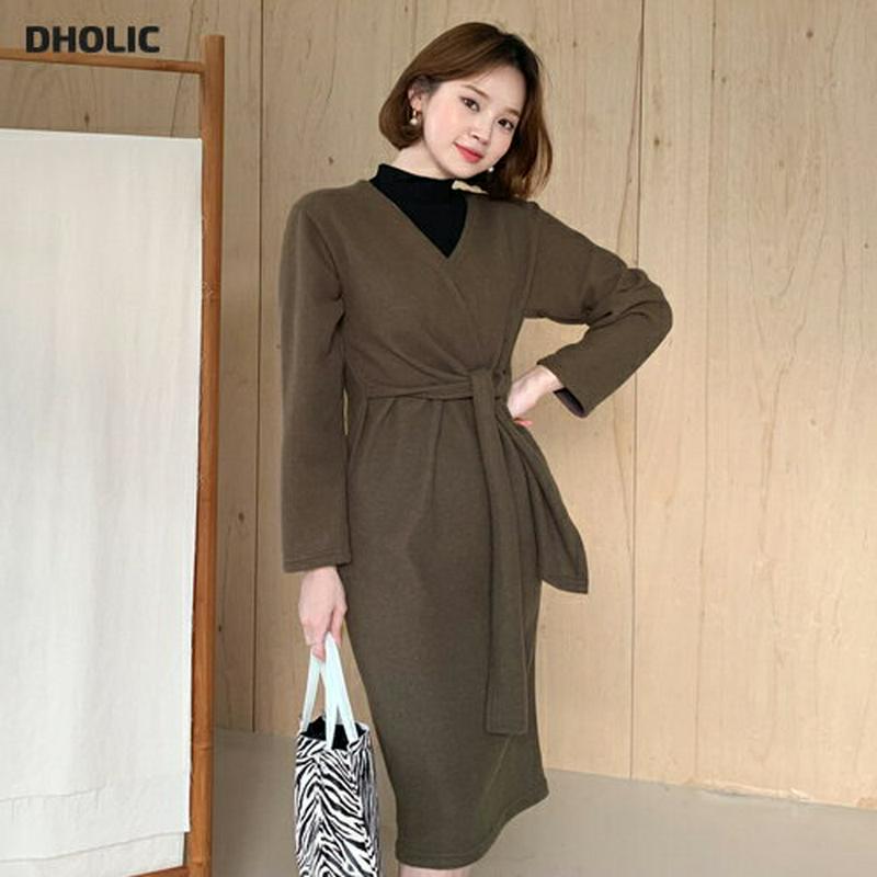 起毛ラップワンピース・全3色・t61630 レディース【ops】【韓国 ファッション ワンピース ミディ丈 ミディワンピース ラ