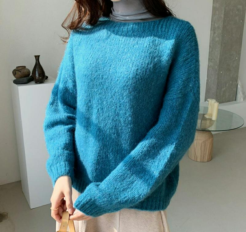 ボートネックニット・全4色・b61637 レディース【tops】【韓国 ファッション トップス ニット ニットトップス ロングス